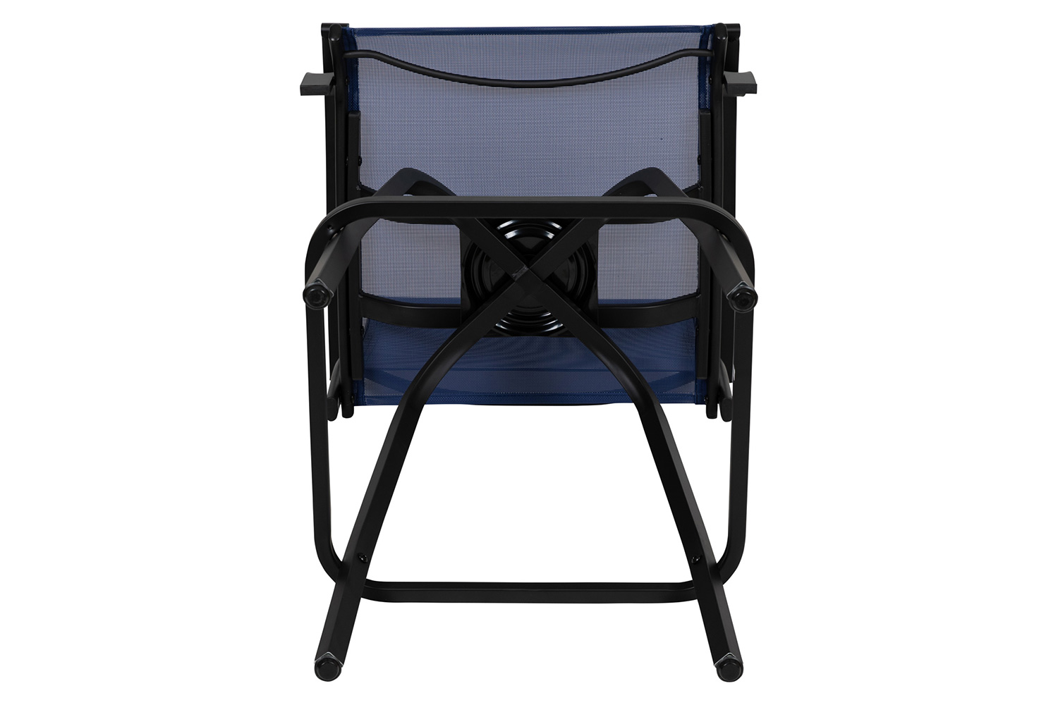 BLNK Valerie All-Weather Swivel Textilene Patio Bar Height Stools with High Back and Armrests Set of 2 - Navy