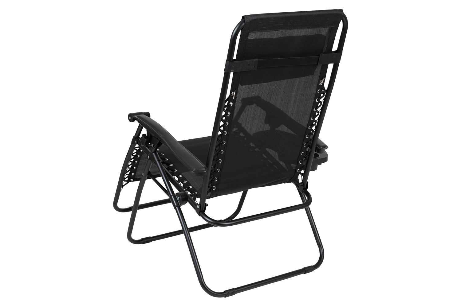 BLNK Celestial Celestial Adjustable Folding Mesh Zero Gravity Reclining Lounge Chair with Pillow and Cup Holder Tray Set of 2 - Black