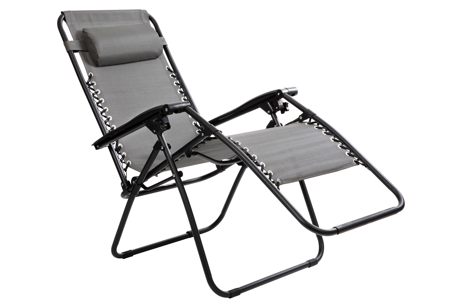 BLNK Celestial Celestial Adjustable Folding Mesh Zero Gravity Reclining Lounge Chair with Pillow and Cup Holder Tray Set of 2 - Gray
