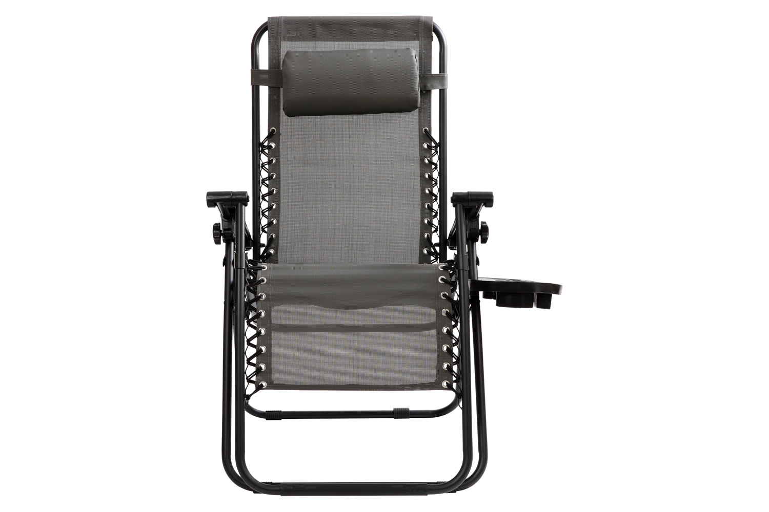 BLNK Celestial Celestial Adjustable Folding Mesh Zero Gravity Reclining Lounge Chair with Pillow and Cup Holder Tray Set of 2 - Gray