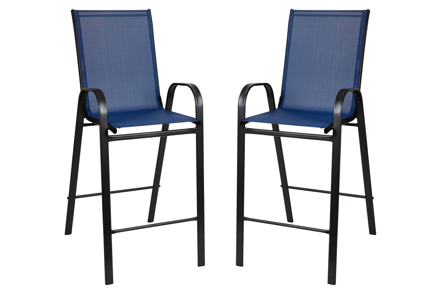 BLNK Brazos Outdoor Bar Stools with Flex Comfort Material and Metal Frame 2 Pack - Navy