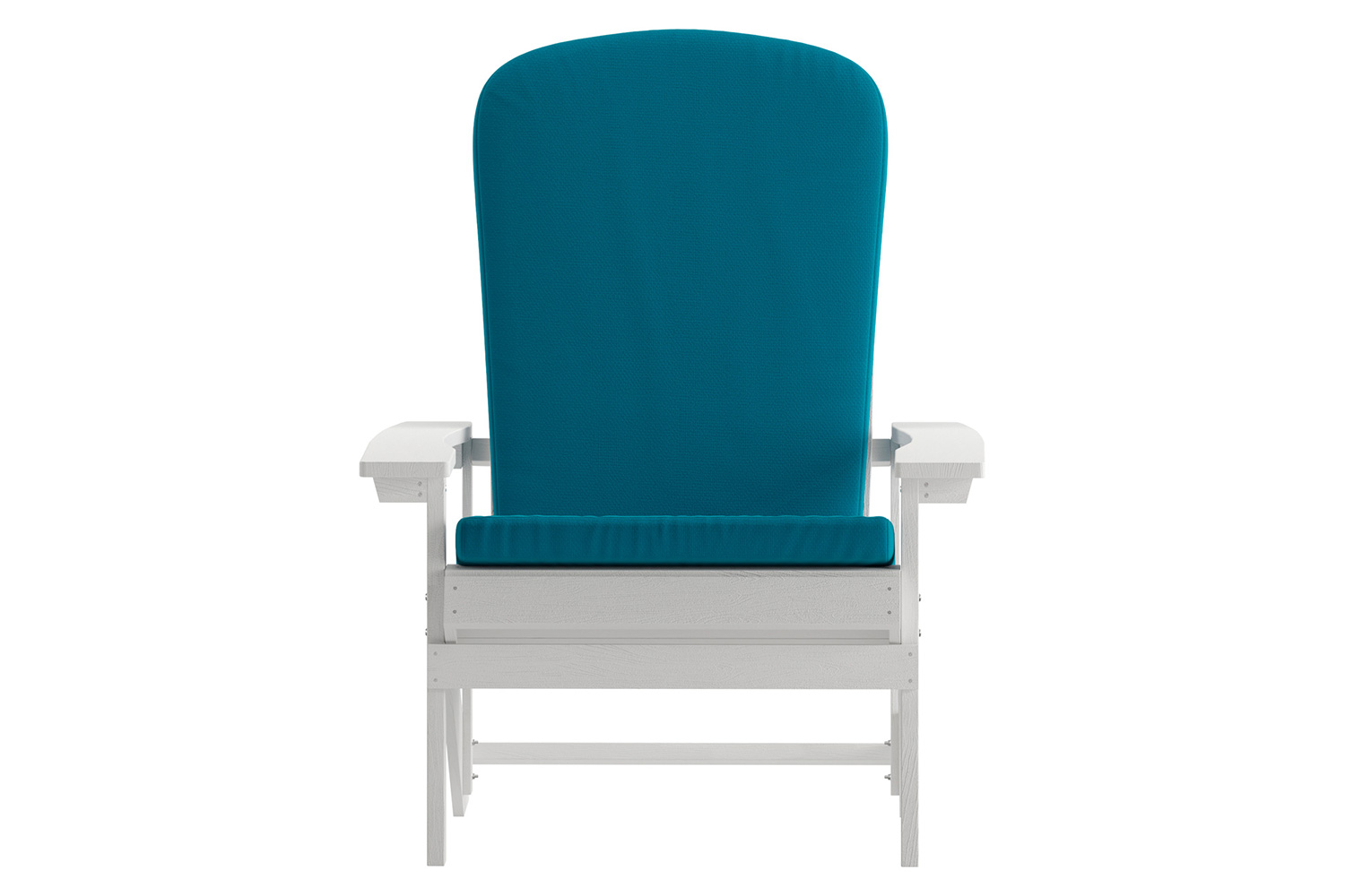 BLNK Charlestown All-Weather Poly Resin Wood Adirondack Chairs Set of 2 - White, with Teal Cushions