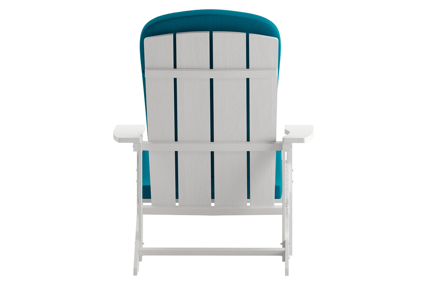 BLNK Charlestown All-Weather Poly Resin Wood Adirondack Chairs Set of 2 - White, with Teal Cushions