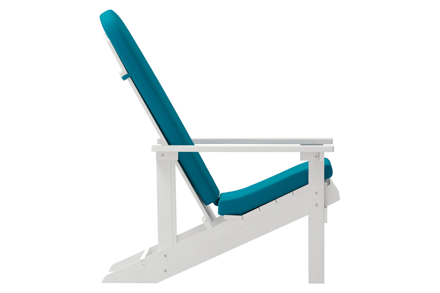 BLNK Charlestown All-Weather Poly Resin Wood Adirondack Chairs Set of 2 - White, with Teal Cushions