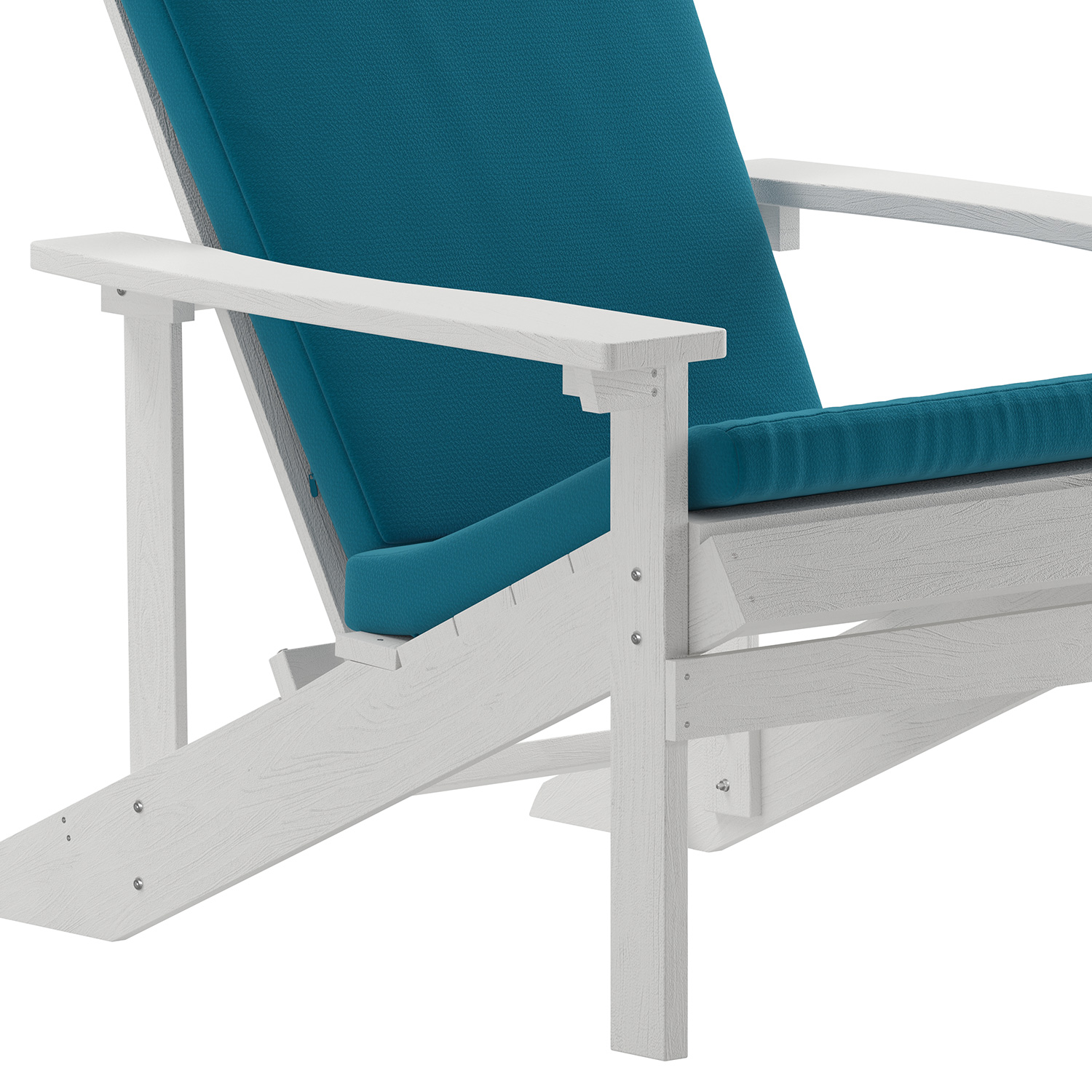 BLNK Charlestown All-Weather Poly Resin Wood Adirondack Chairs Set of 2 - White, with Teal Cushions