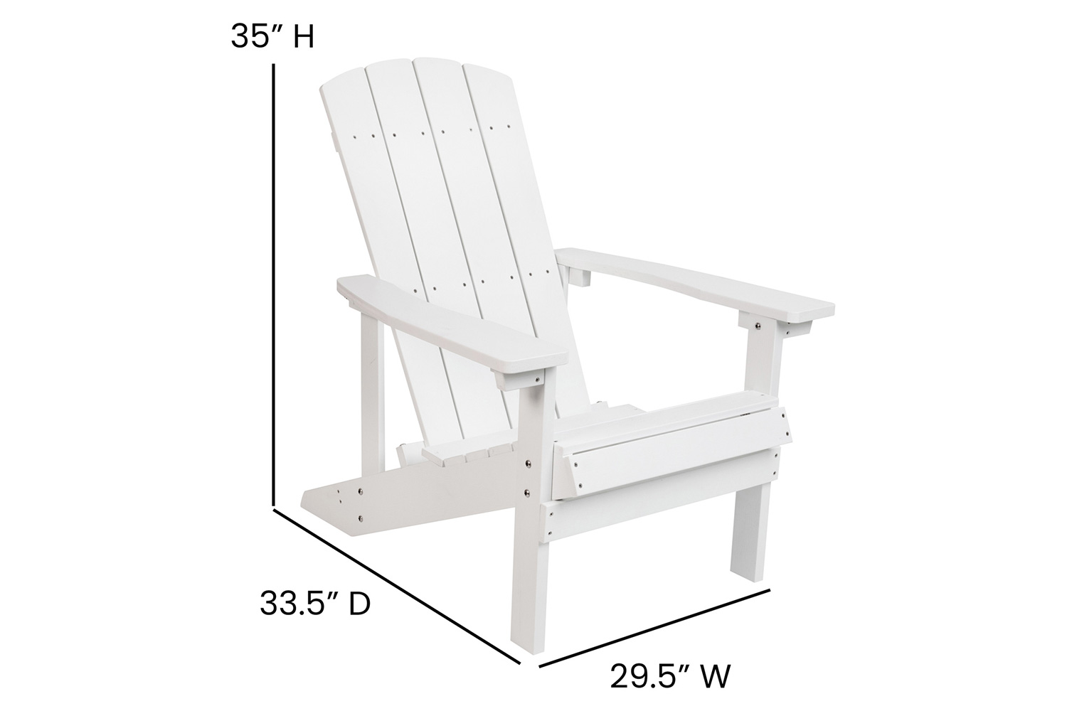 BLNK Charlestown All-Weather Poly Resin Wood Adirondack Chairs Set of 2 - White, with Teal Cushions