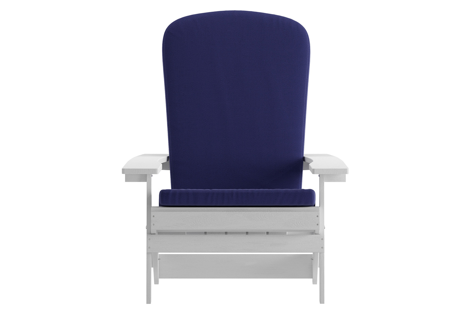 BLNK Charlestown All-Weather Poly Resin Folding Adirondack Chairs Set of 2 - White, with Blue Cushions
