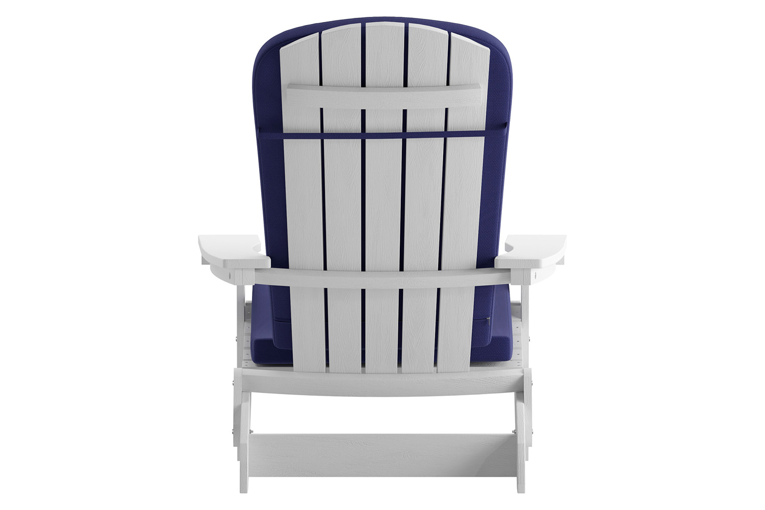 BLNK Charlestown All-Weather Poly Resin Folding Adirondack Chairs Set of 2 - White, with Blue Cushions