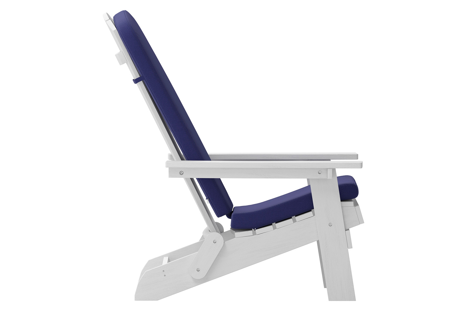 BLNK Charlestown All-Weather Poly Resin Folding Adirondack Chairs Set of 2 - White, with Blue Cushions
