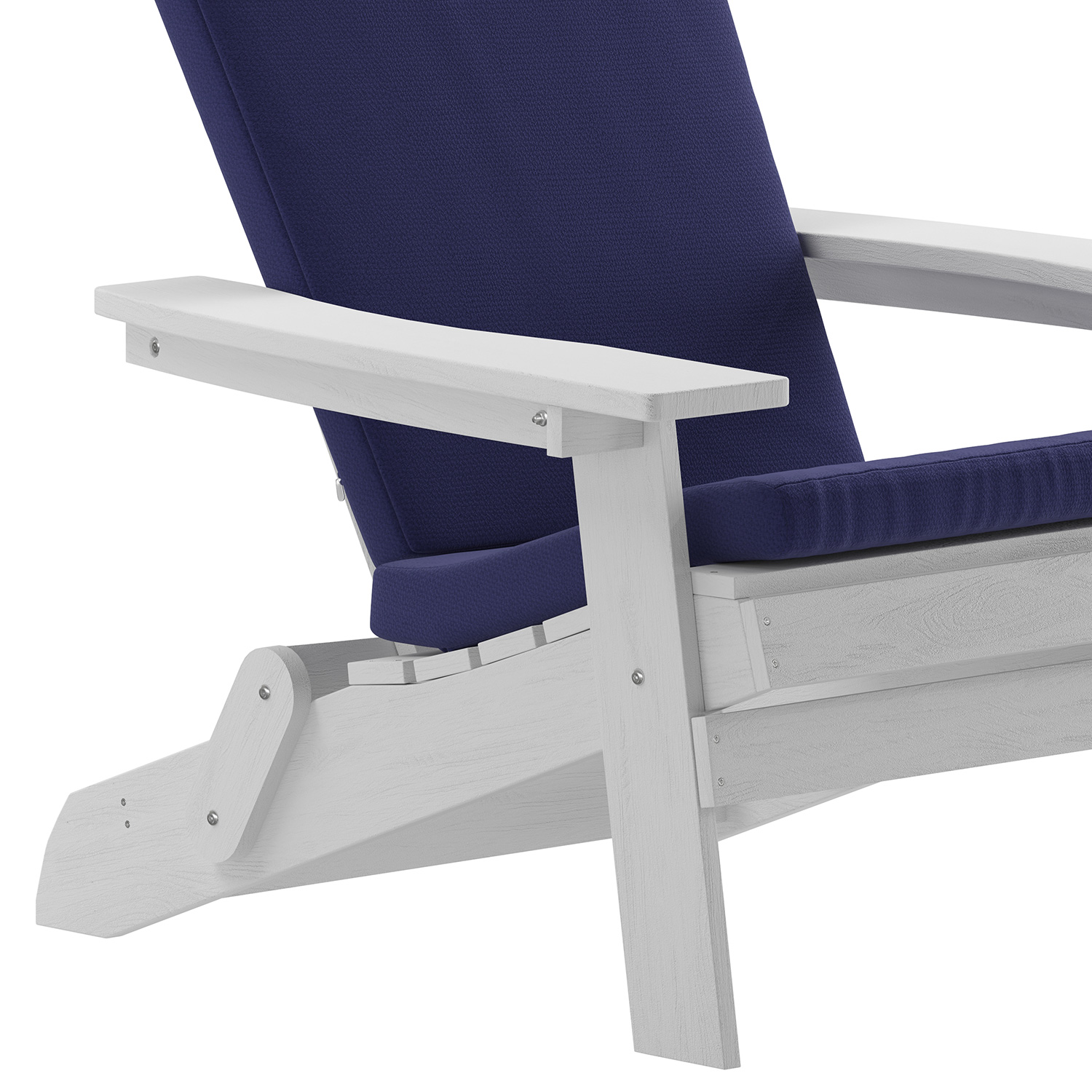BLNK Charlestown All-Weather Poly Resin Folding Adirondack Chairs Set of 2 - White, with Blue Cushions