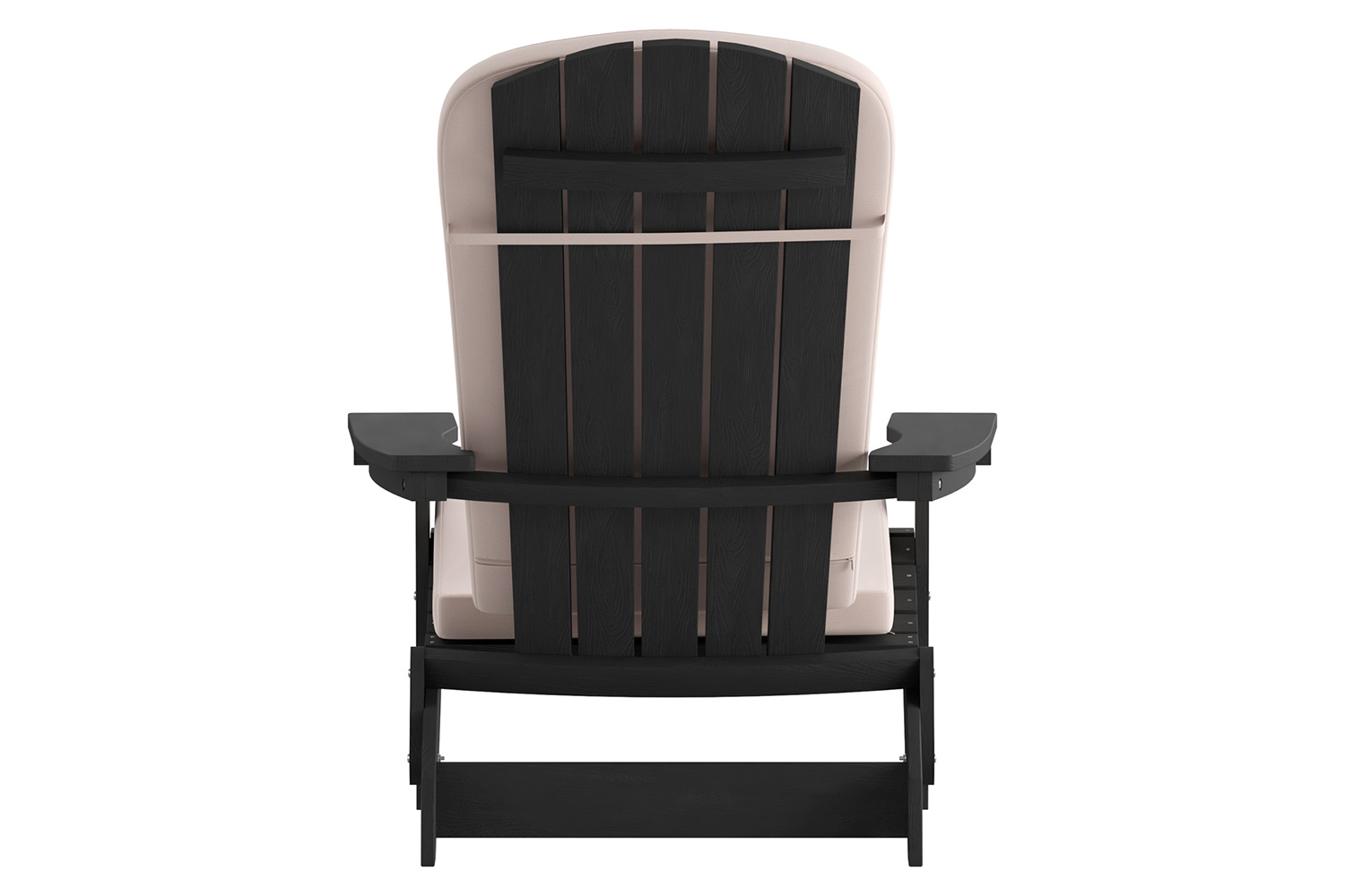 BLNK Charlestown All-Weather Poly Resin Folding Adirondack Chairs Set of 2 - Black, with Cream Cushions