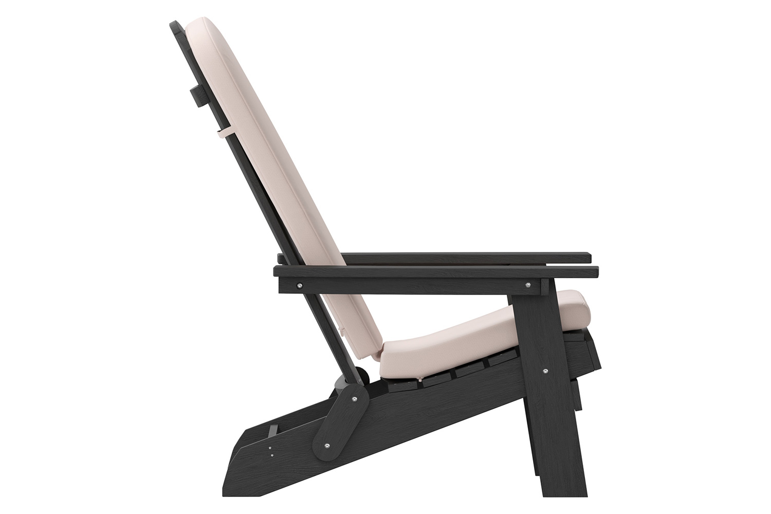 BLNK Charlestown All-Weather Poly Resin Folding Adirondack Chairs Set of 2 - Black, with Cream Cushions