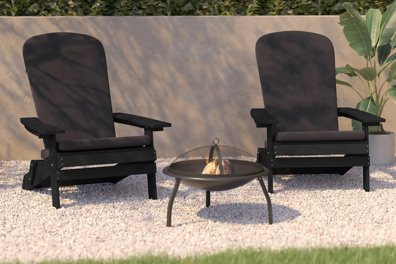 BLNK - Charlestown All-Weather Poly Resin Folding Adirondack Chairs Set of 2