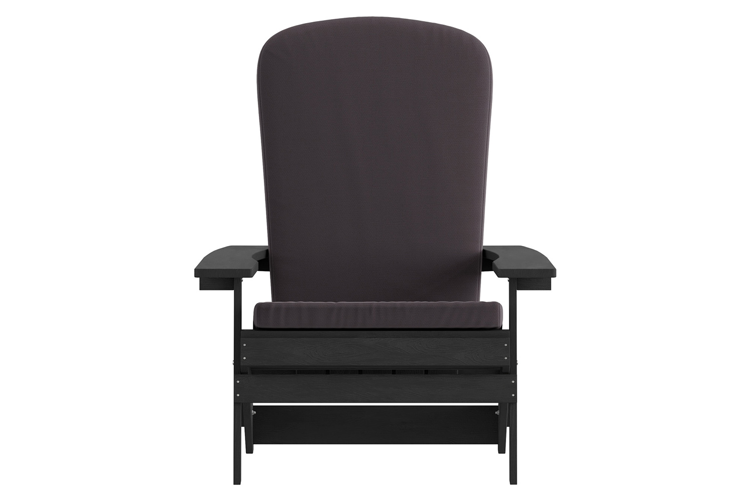 BLNK Charlestown All-Weather Poly Resin Folding Adirondack Chairs Set of 2 - Black, with Gray Cushions