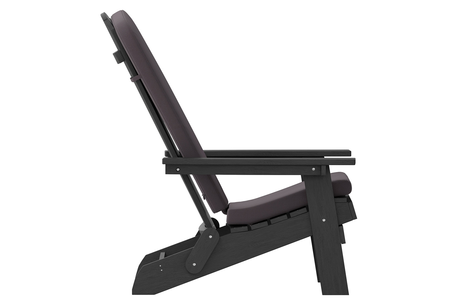 BLNK Charlestown All-Weather Poly Resin Folding Adirondack Chairs Set of 2 - Black, with Gray Cushions
