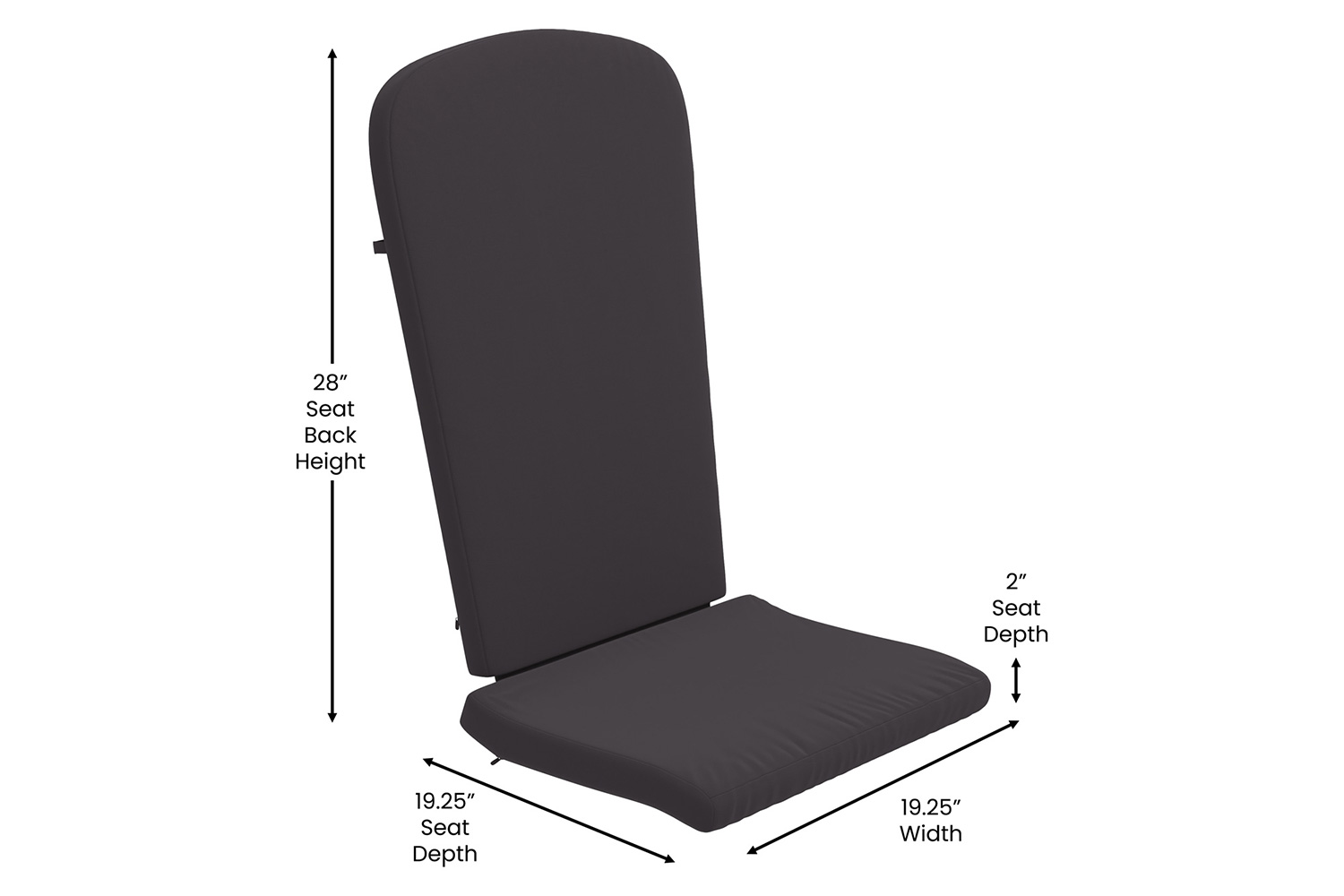 BLNK Charlestown All-Weather Poly Resin Folding Adirondack Chairs Set of 2 - Black, with Gray Cushions