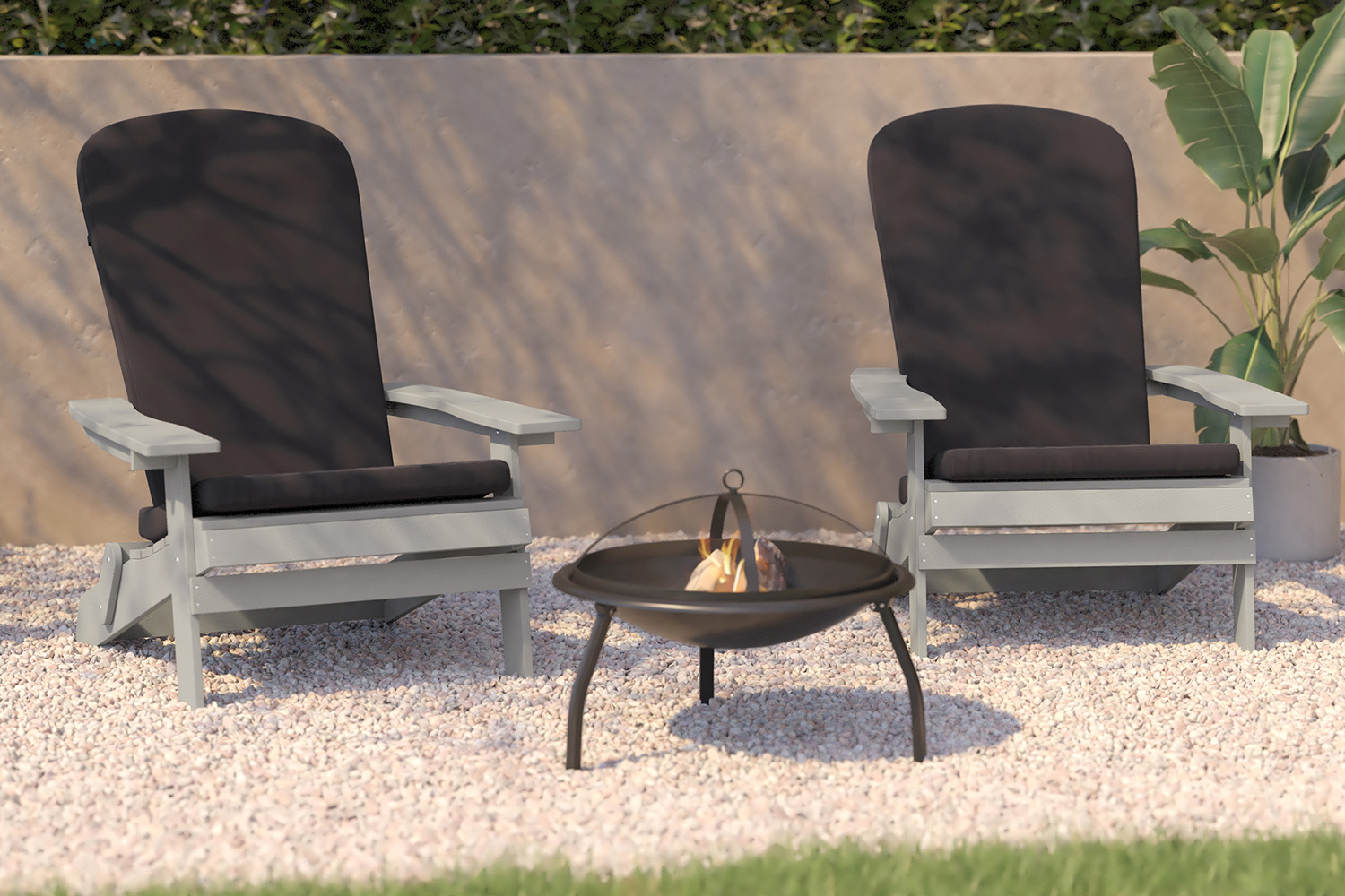 BLNK - Charlestown All-Weather Poly Resin Folding Adirondack Chairs Set of 2