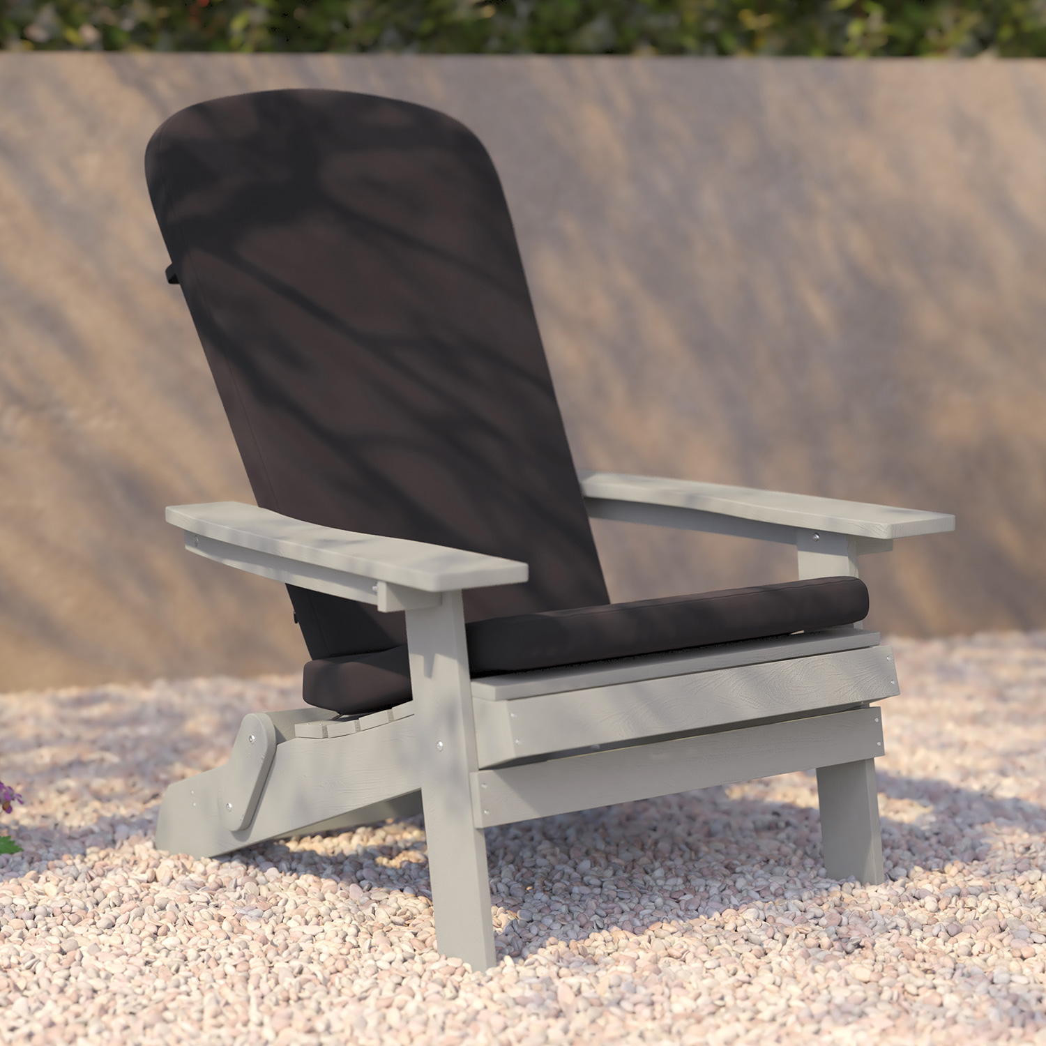 BLNK Charlestown All-Weather Poly Resin Folding Adirondack Chairs Set of 2 - Gray, with Gray Cushions