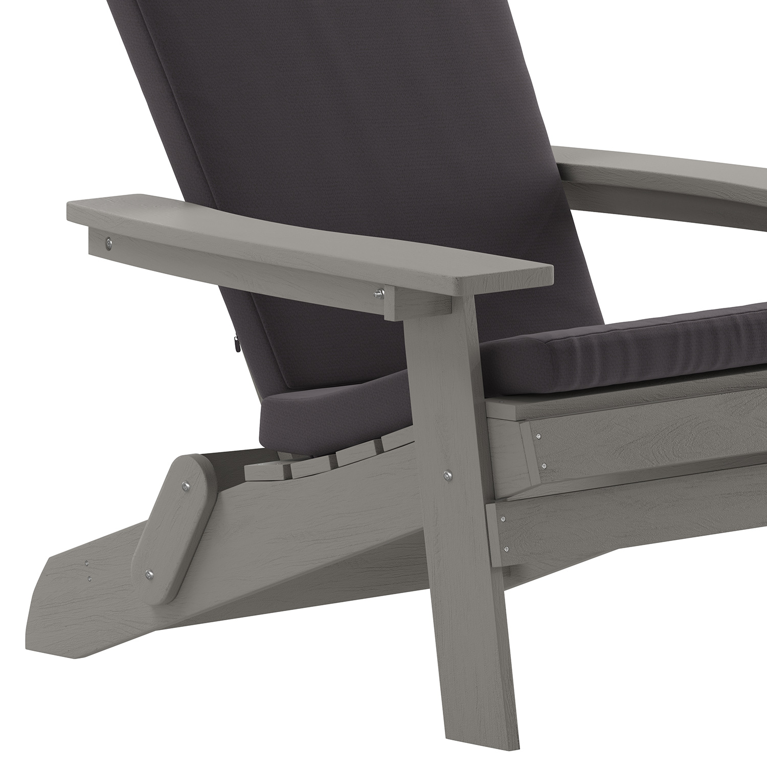 BLNK Charlestown All-Weather Poly Resin Folding Adirondack Chairs Set of 2 - Gray, with Gray Cushions