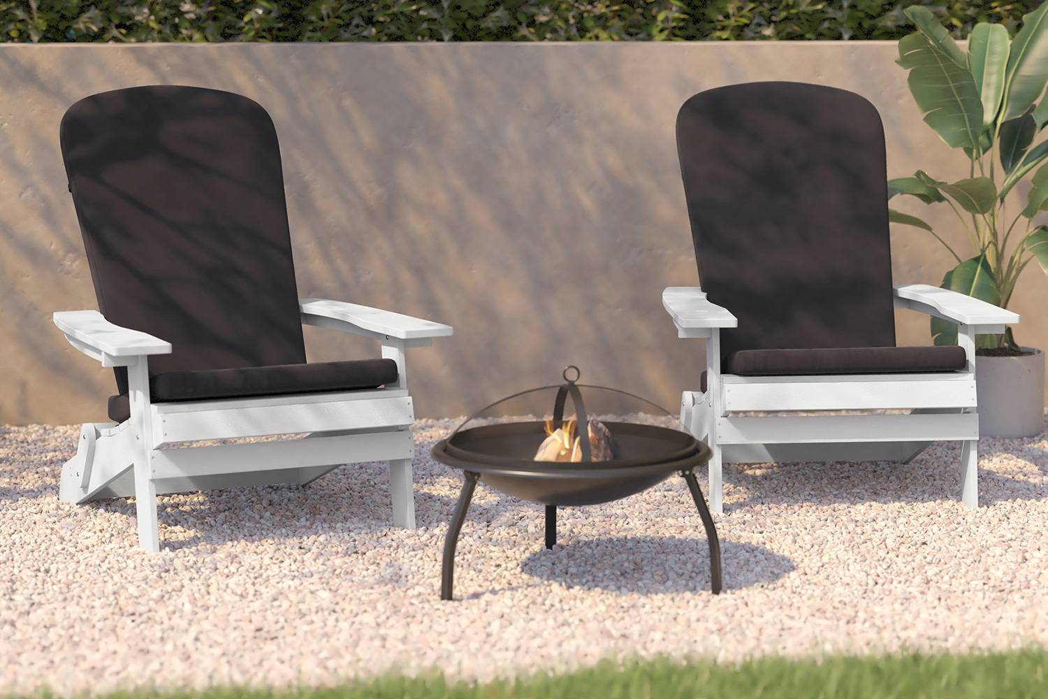 BLNK - Charlestown All-Weather Poly Resin Folding Adirondack Chairs Set of 2