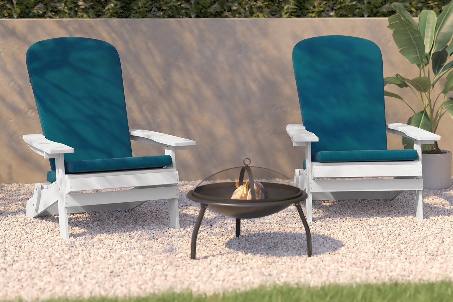 BLNK - Charlestown All-Weather Poly Resin Folding Adirondack Chairs Set of 2