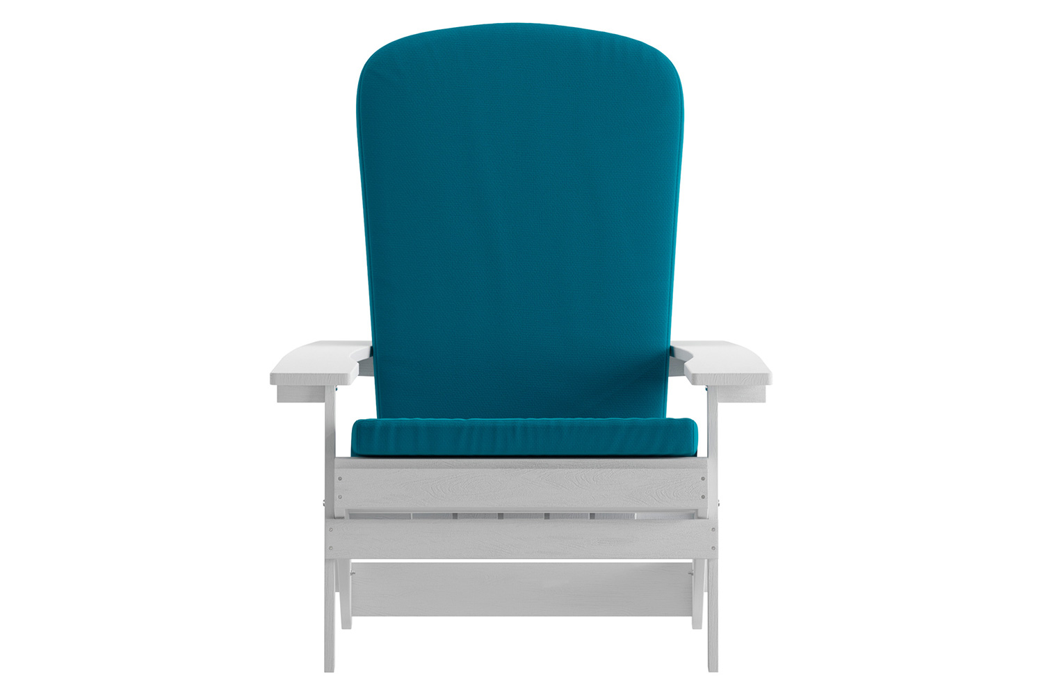 BLNK Charlestown All-Weather Poly Resin Folding Adirondack Chairs Set of 2 - White, with Teal Cushions