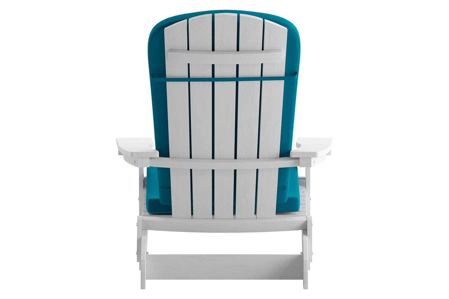 BLNK Charlestown All-Weather Poly Resin Folding Adirondack Chairs Set of 2 - White, with Teal Cushions
