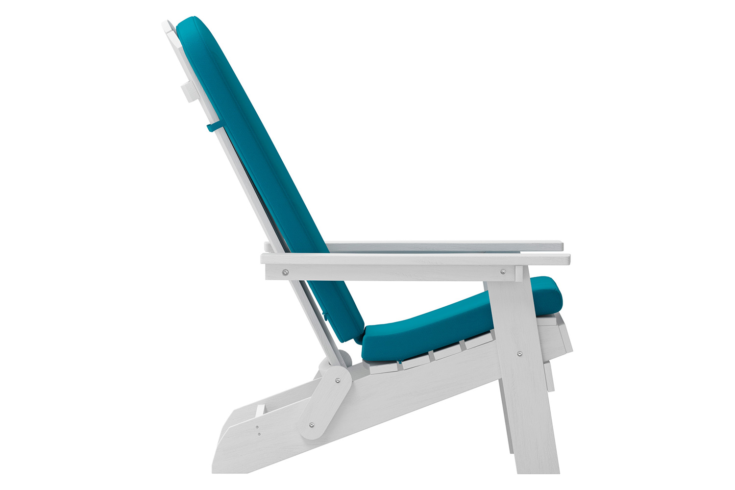 BLNK Charlestown All-Weather Poly Resin Folding Adirondack Chairs Set of 2 - White, with Teal Cushions