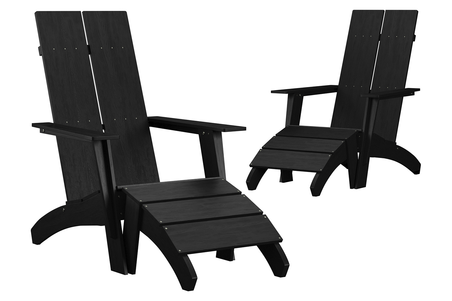 BLNK - Sawyer All-Weather Poly Resin Wood Adirondack Chairs with Foot Rests Set of 2