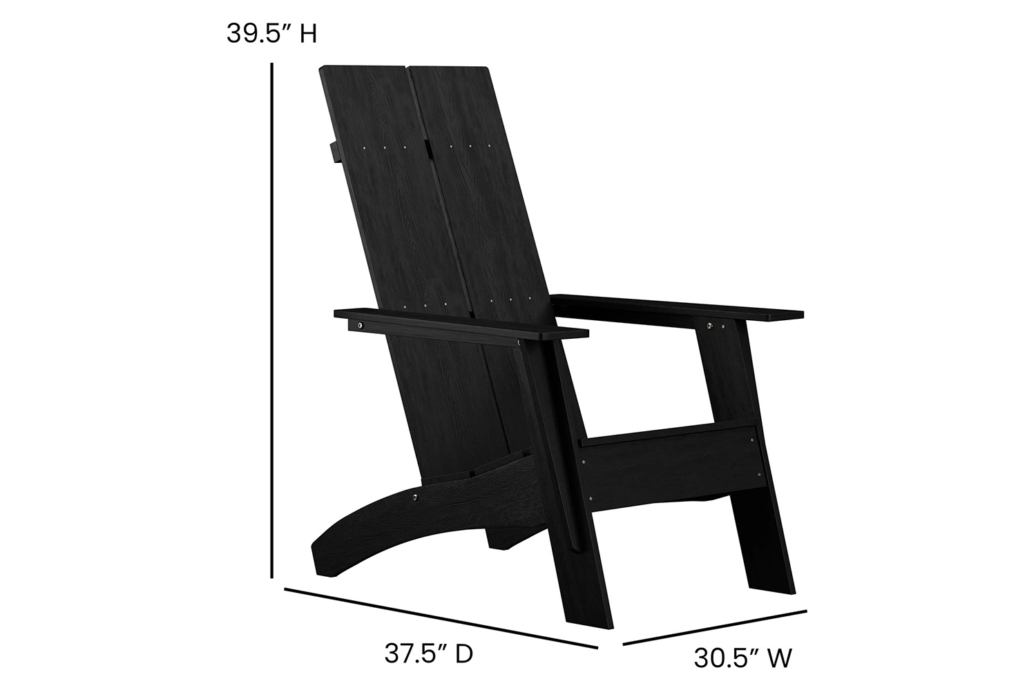 BLNK Sawyer All-Weather Poly Resin Wood Adirondack Chairs with Foot Rests Set of 2 - Black