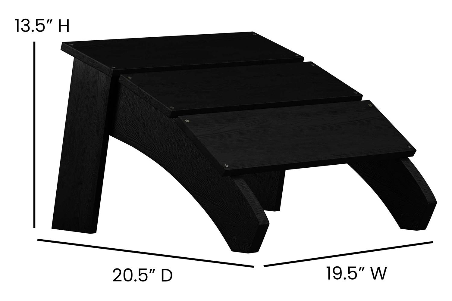 BLNK Sawyer All-Weather Poly Resin Wood Adirondack Chairs with Foot Rests Set of 2 - Black