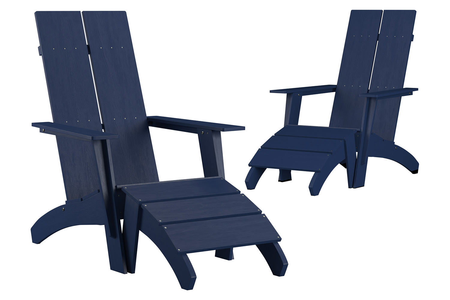 BLNK Sawyer All-Weather Poly Resin Wood Adirondack Chairs with Foot Rests Set of 2 - Navy