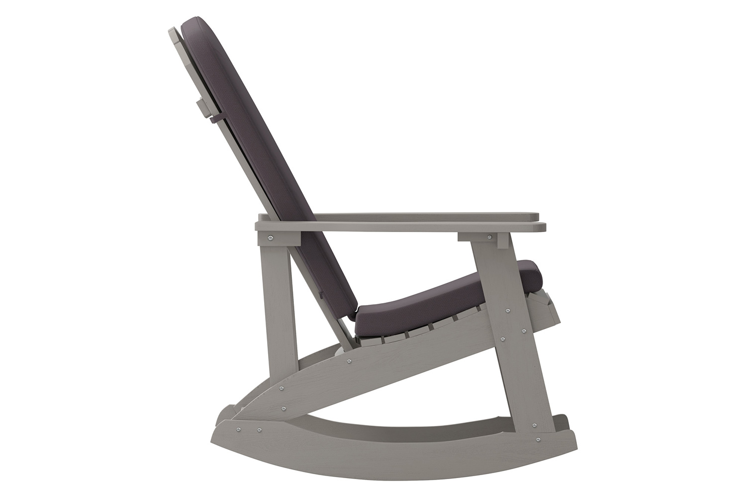 BLNK Savannah Poly Resin Wood All-Weather Adirondack Rocking Chairs with Gray Cushions for Deck, Porch, and Patio Set of 2 - Gray