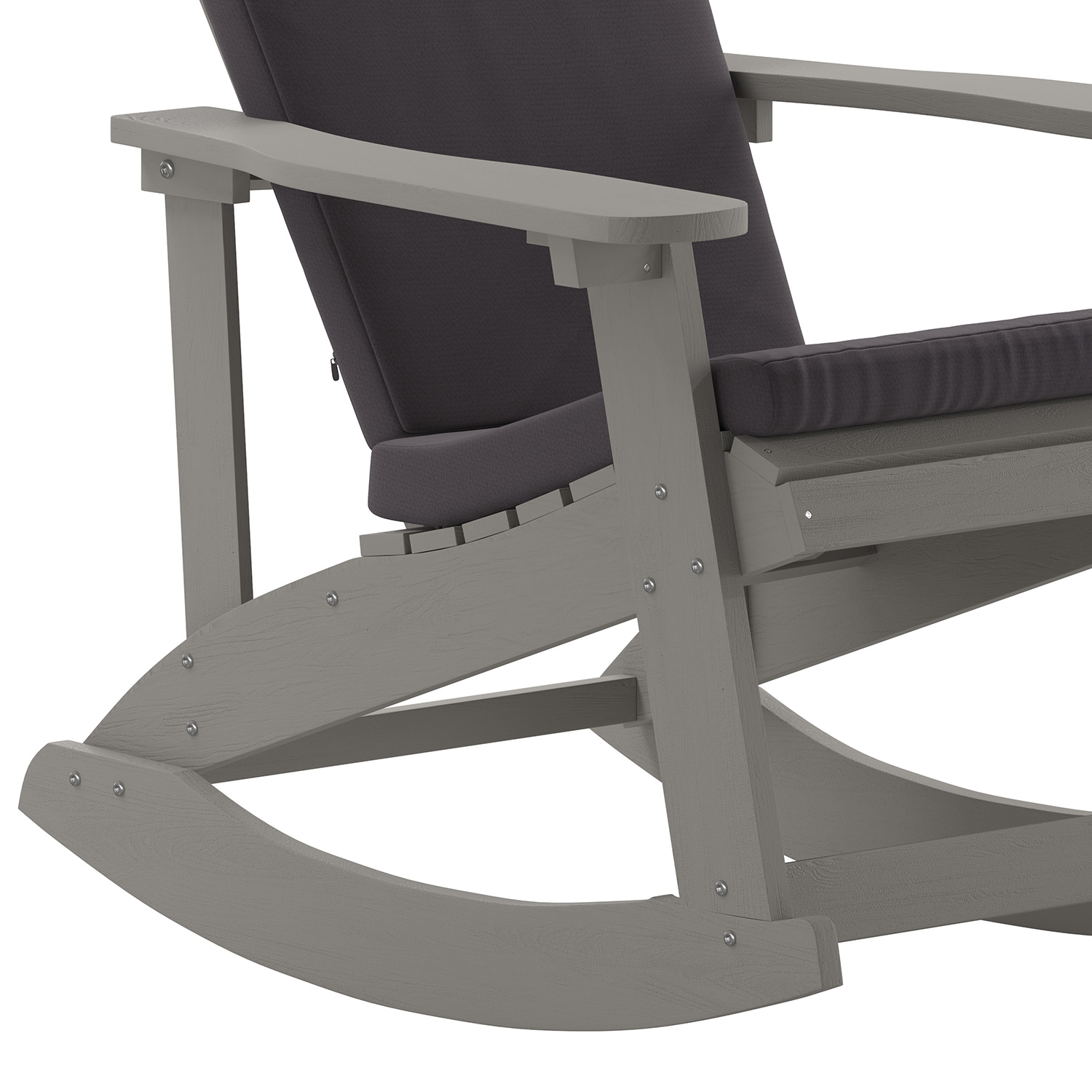BLNK Savannah Poly Resin Wood All-Weather Adirondack Rocking Chairs with Gray Cushions for Deck, Porch, and Patio Set of 2 - Gray
