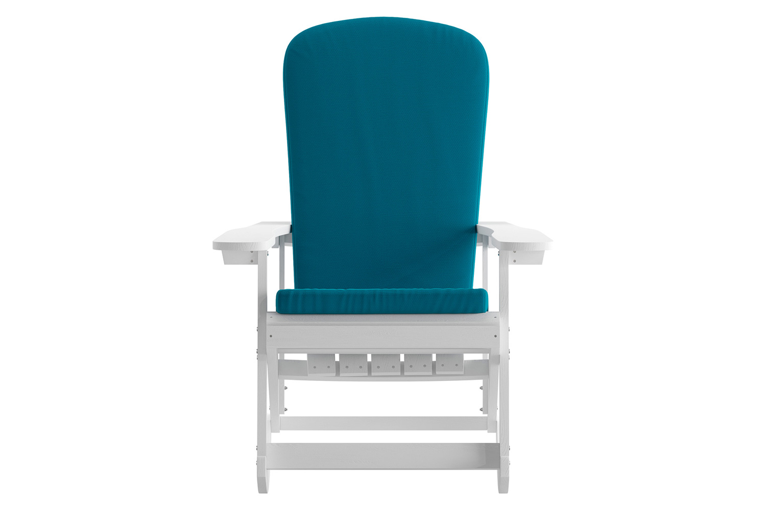 BLNK Savannah Poly Resin Wood All-Weather Adirondack Rocking Chairs with Teal Cushions for Deck, Porch, and Patio Set of 2 - White