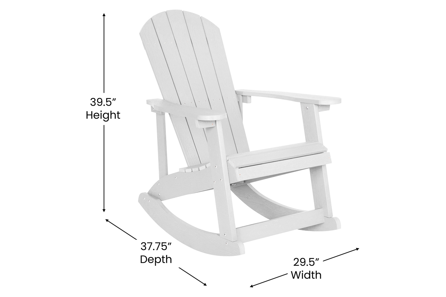 BLNK Savannah Poly Resin Wood All-Weather Adirondack Rocking Chairs with Teal Cushions for Deck, Porch, and Patio Set of 2 - White