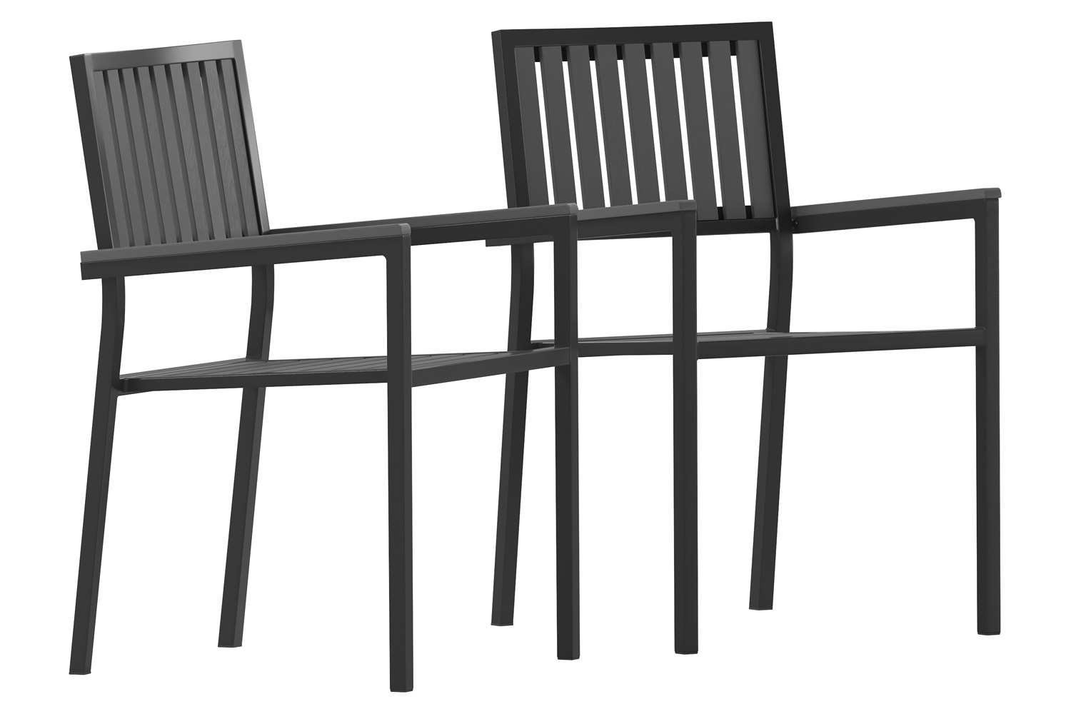 BLNK - Harris Commercial Indoor-Outdoor Stacking Club Chairs with Black Poly Resin Slatted Backs and Seats Set of 2