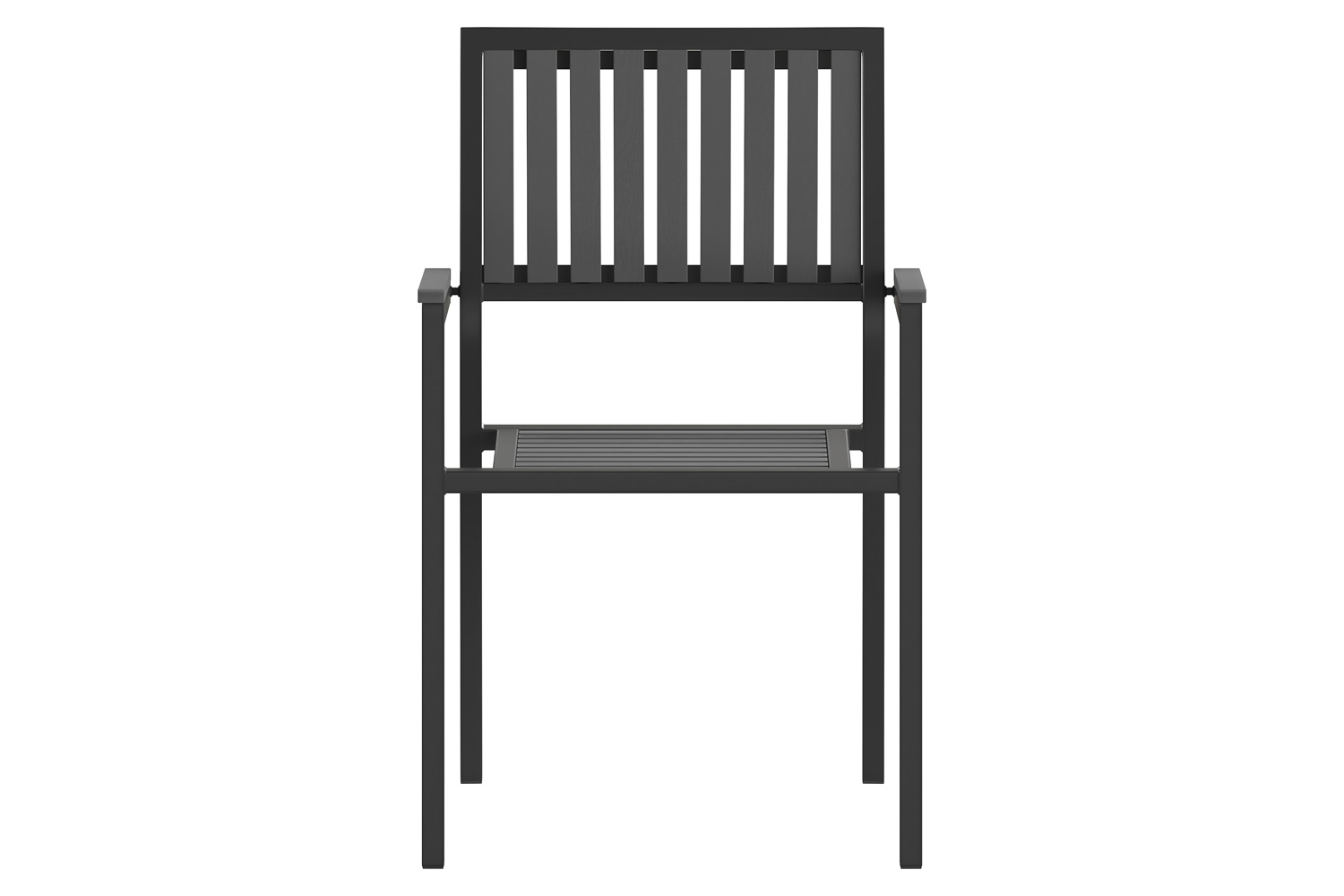 BLNK - Harris Commercial Indoor-Outdoor Stacking Club Chairs with Black Poly Resin Slatted Backs and Seats Set of 2