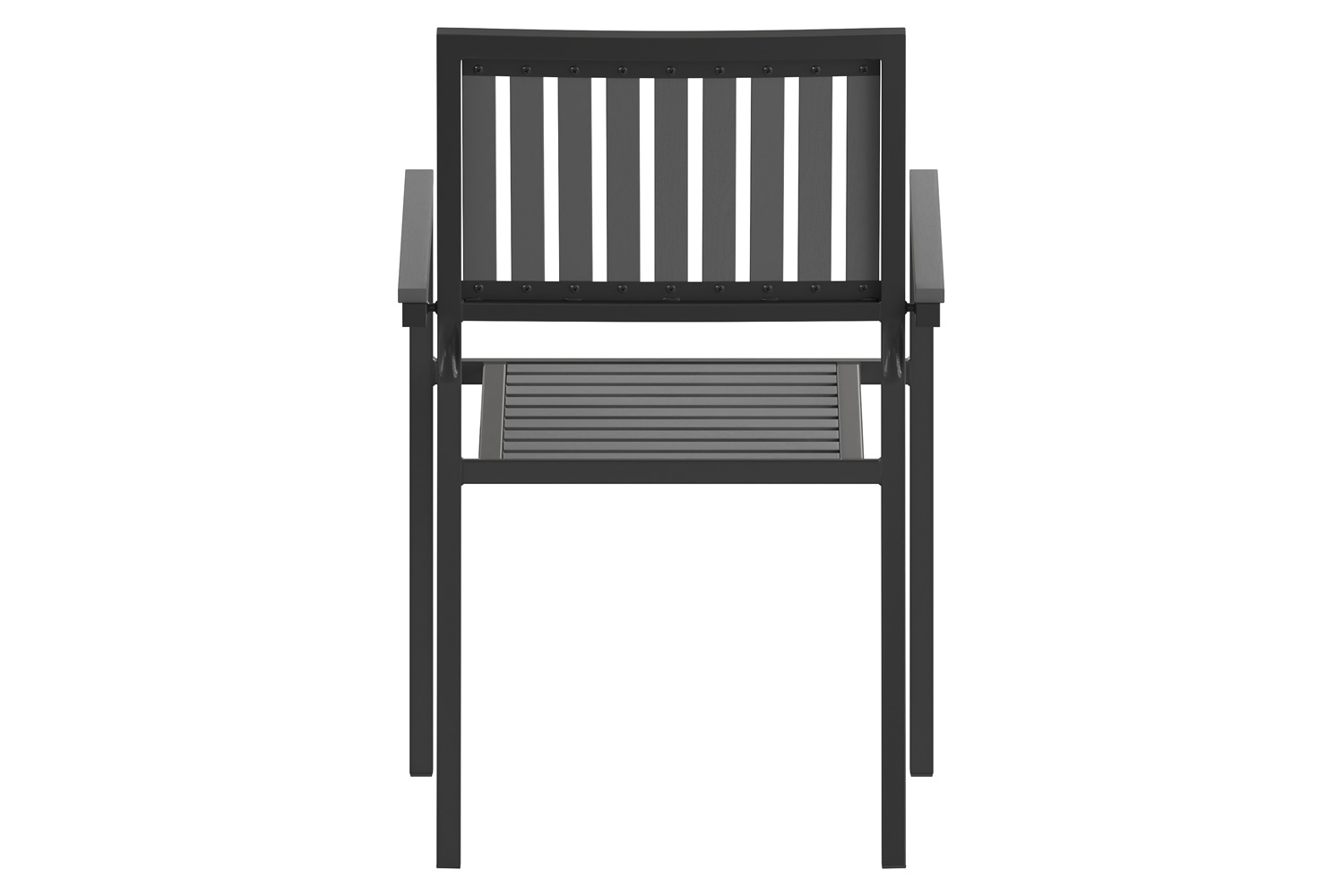 BLNK - Harris Commercial Indoor-Outdoor Stacking Club Chairs with Black Poly Resin Slatted Backs and Seats Set of 2
