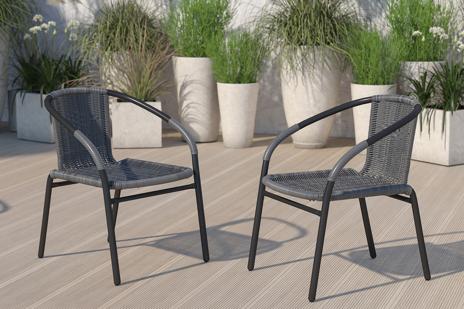 BLNK - Lila Indoor-Outdoor Rattan Restaurant Stack Chair 2 Pack