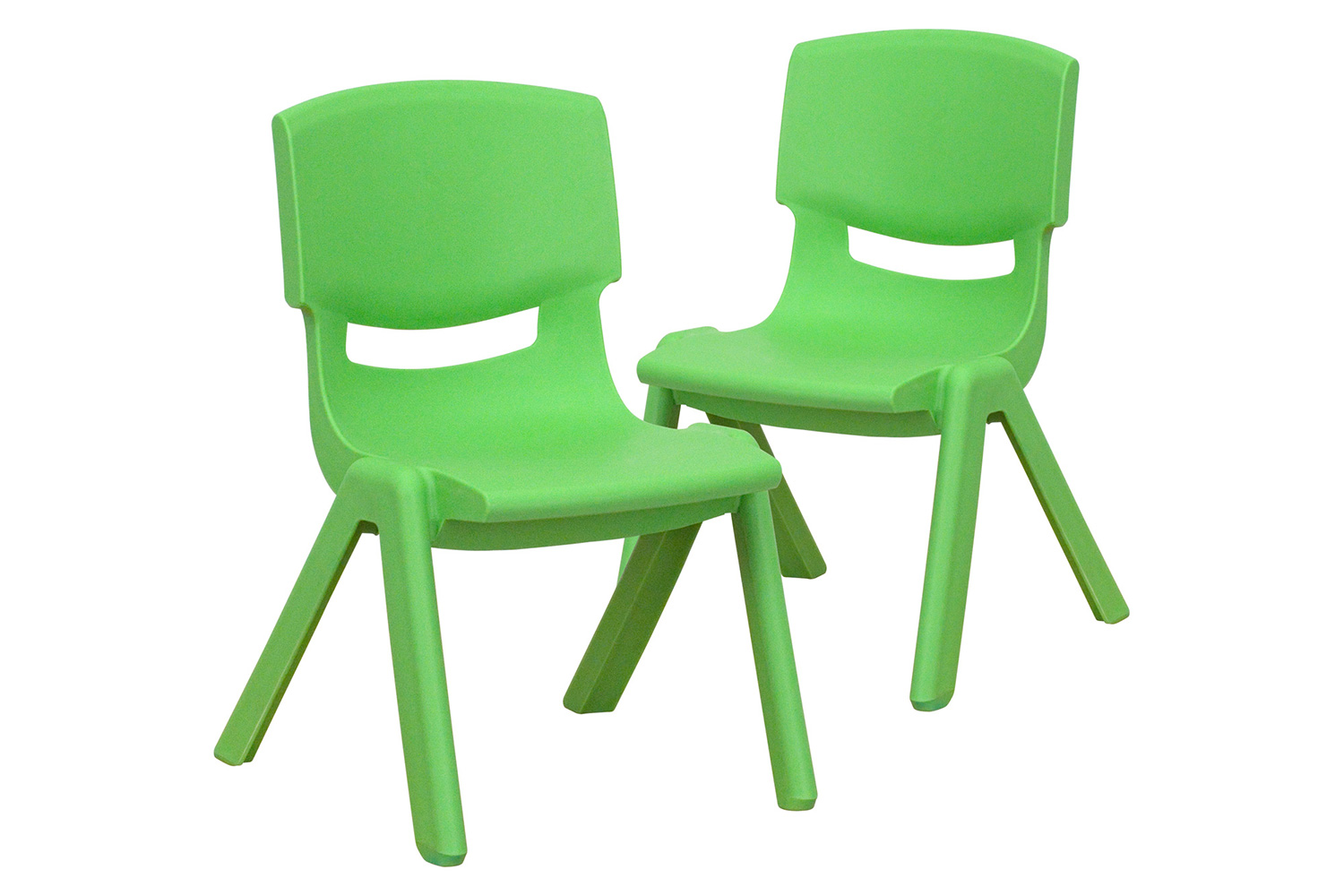 BLNK Whitney Plastic Stackable School Chair 2 Pack - Green, 10.5"H Seat