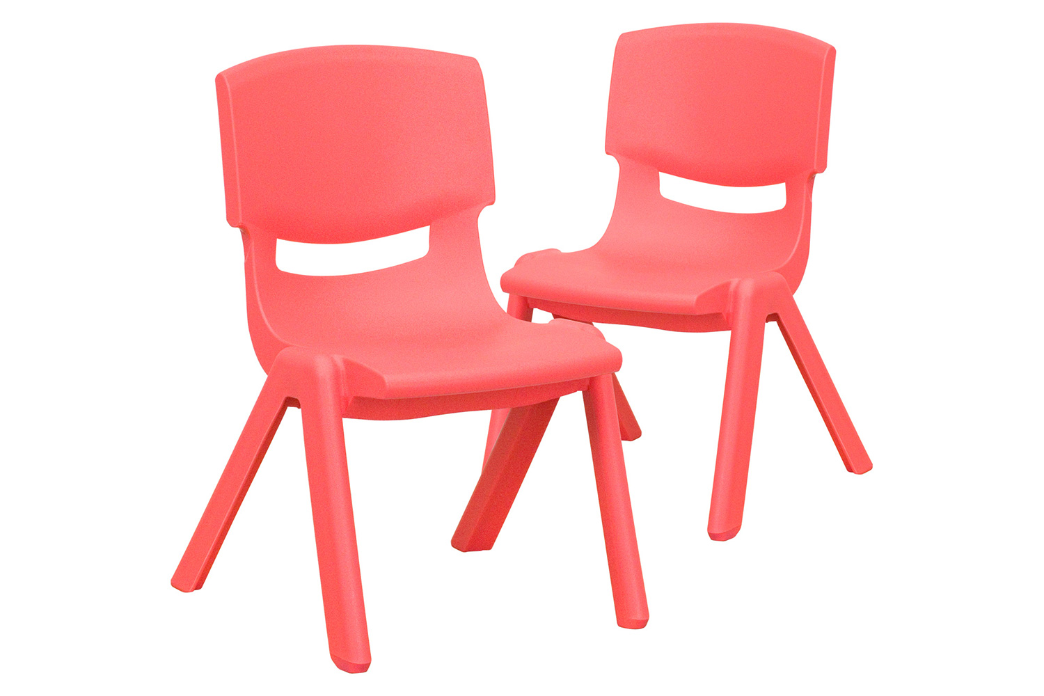 BLNK Whitney Plastic Stackable School Chair 2 Pack - Red, 10.5"H Seat