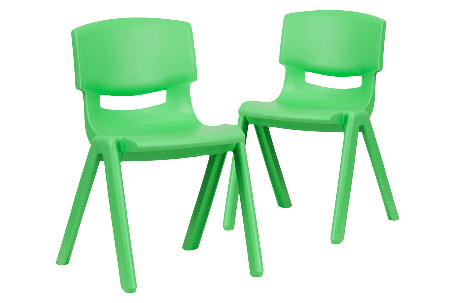 BLNK Whitney Plastic Stackable School Chair 2 Pack - Green, 13.25"H Seat