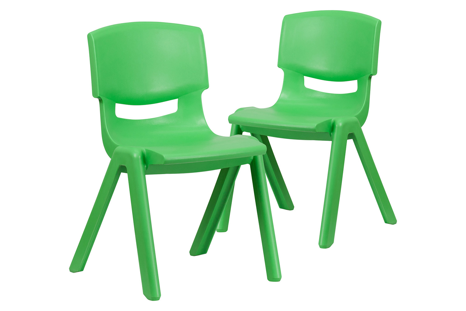 BLNK Whitney Plastic Stackable School Chair 2 Pack - Green, 15.5"H Seat