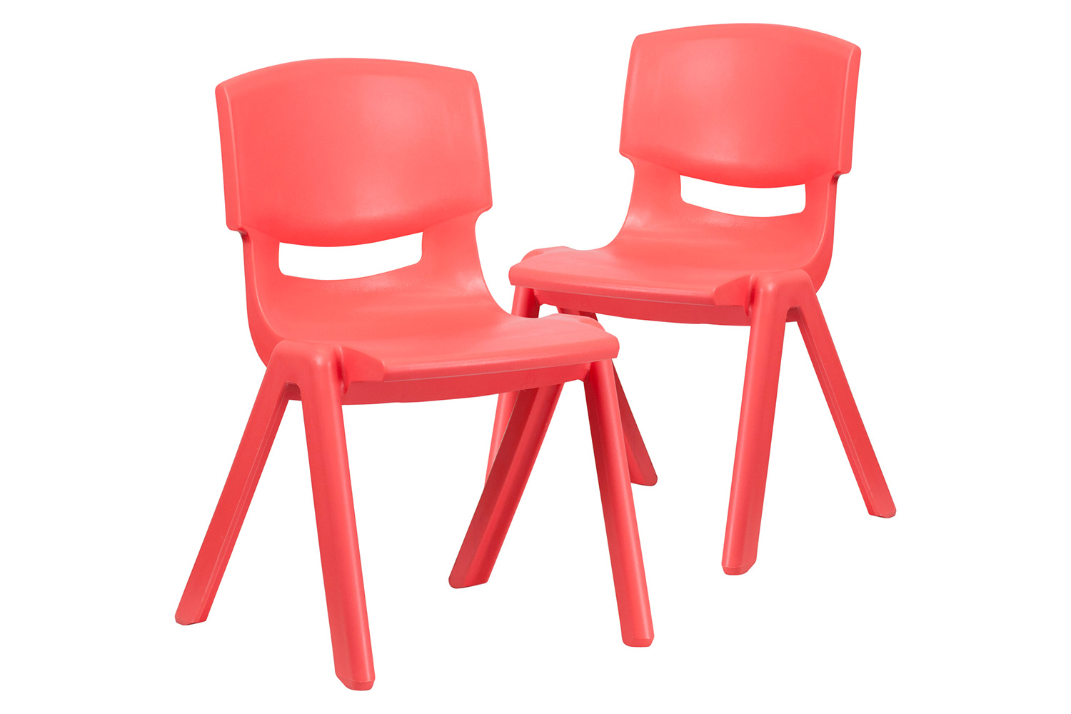 BLNK Whitney Plastic Stackable School Chair 2 Pack - Red, 15.5"H Seat