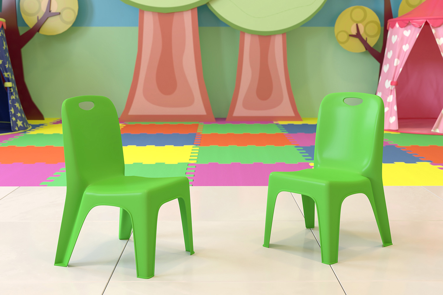 BLNK - Whitney Plastic Stackable School Chair with Carrying Handle 2 Pack