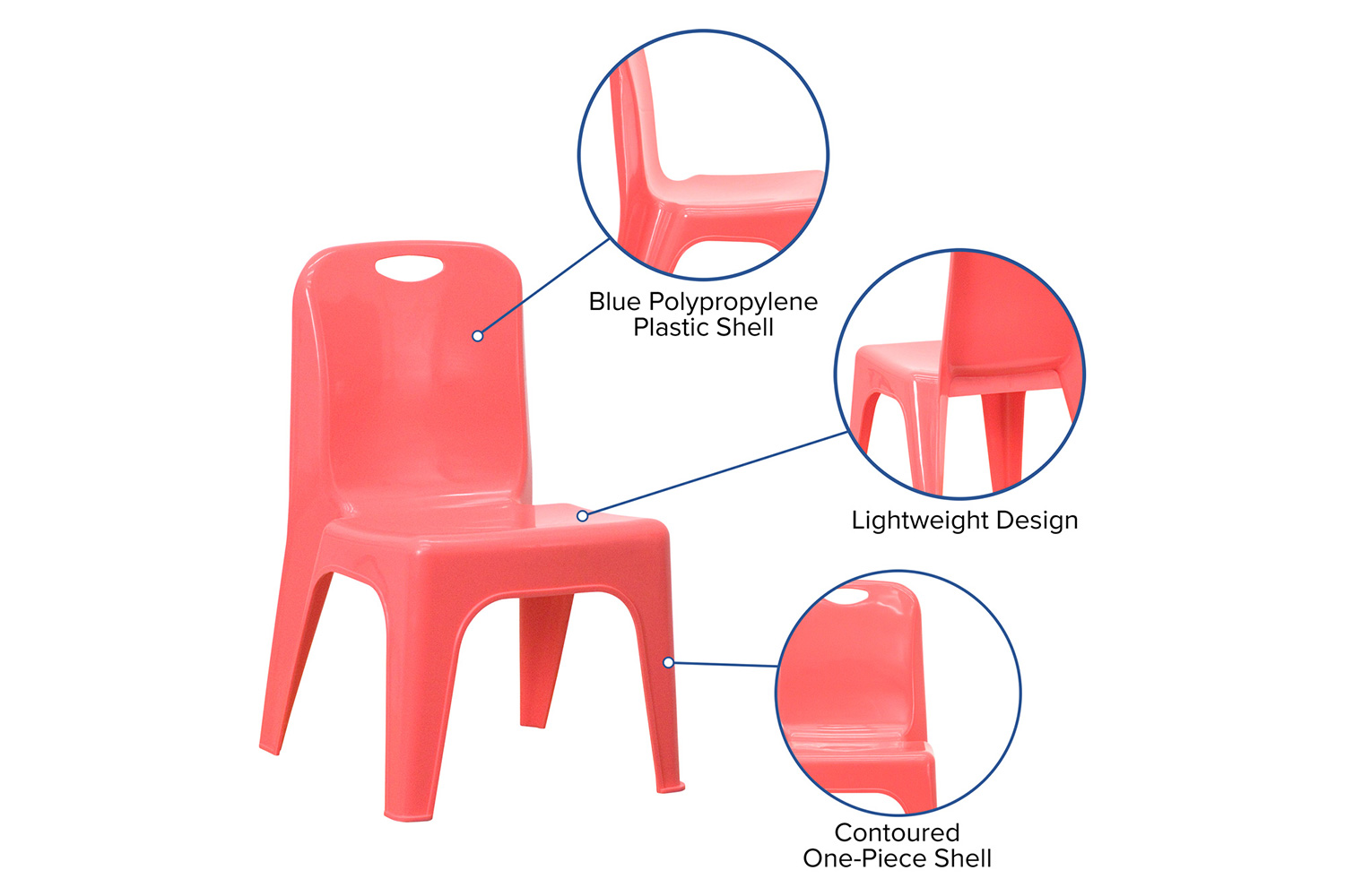 BLNK Whitney Plastic Stackable School Chair with Carrying Handle 2 Pack - Red