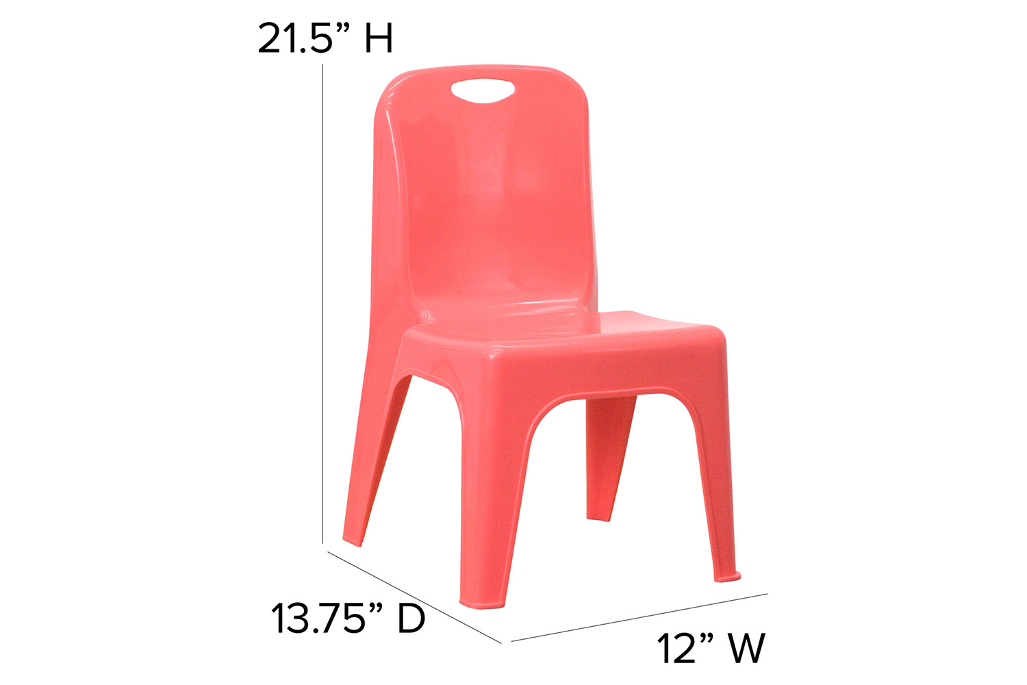 BLNK Whitney Plastic Stackable School Chair with Carrying Handle 2 Pack - Red