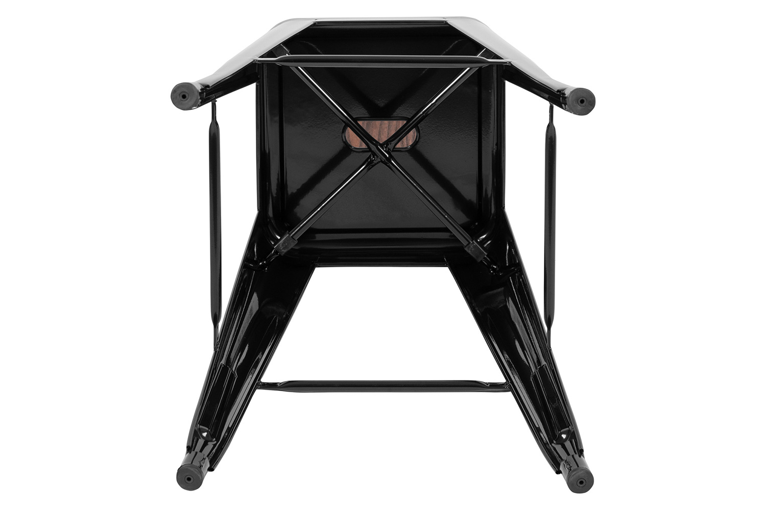 BLNK Cierra Metal Indoor Bar Stool with Wood Seat Set of 4 - Black