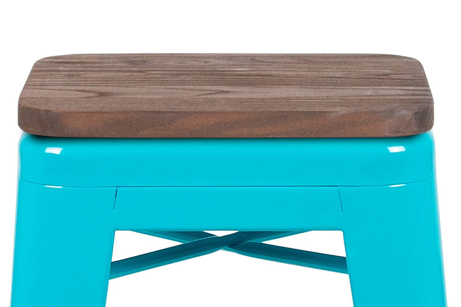 BLNK Cierra Metal Indoor Bar Stool with Wood Seat Set of 4 - Teal